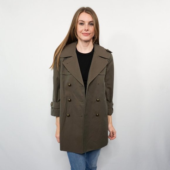 228. YVES SAINT LAURENT VINTAGE Double-Breasted Cotton Coat Sz 40 - Picture 1 of 7